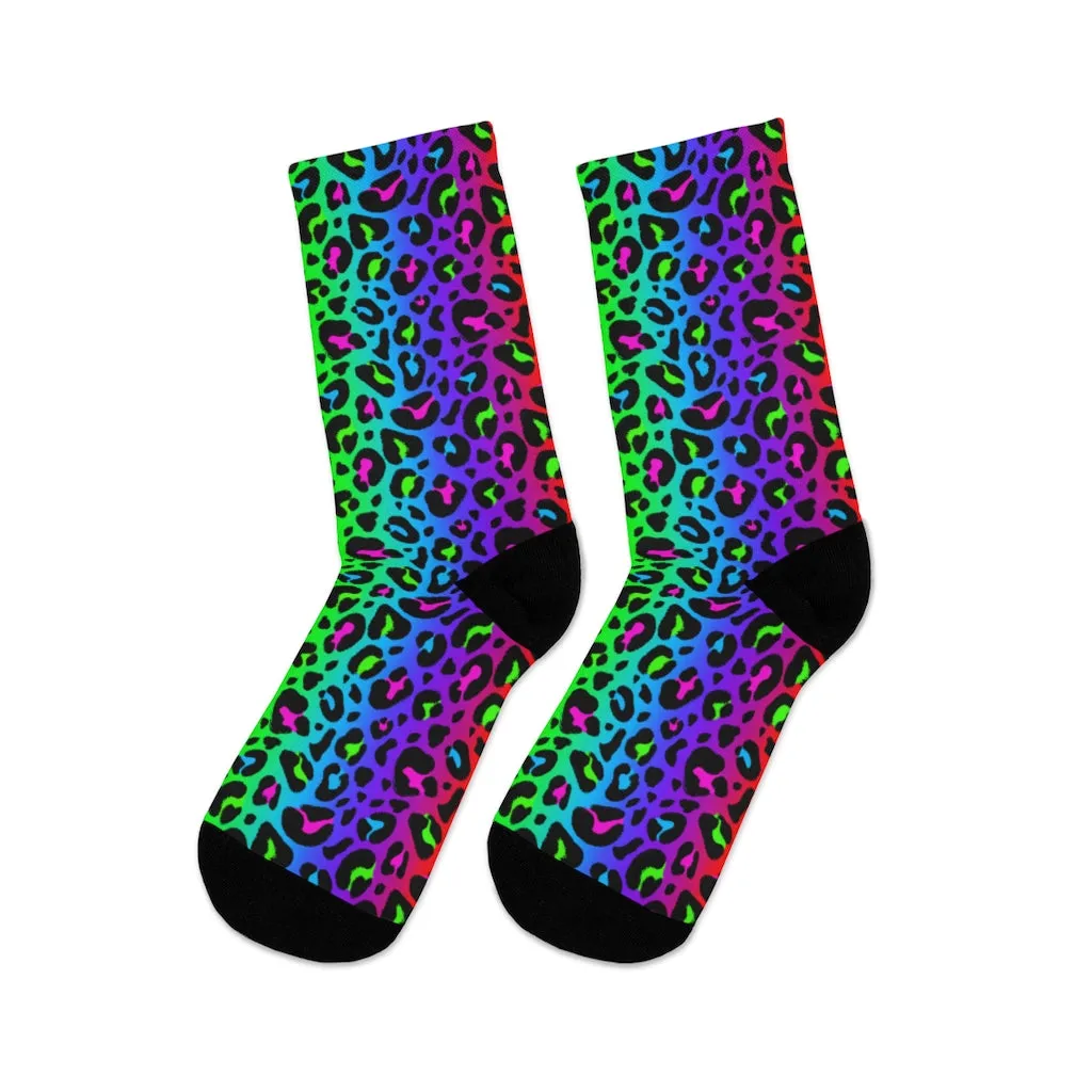 Rainbow 90’s Leopard Print DTG Socks