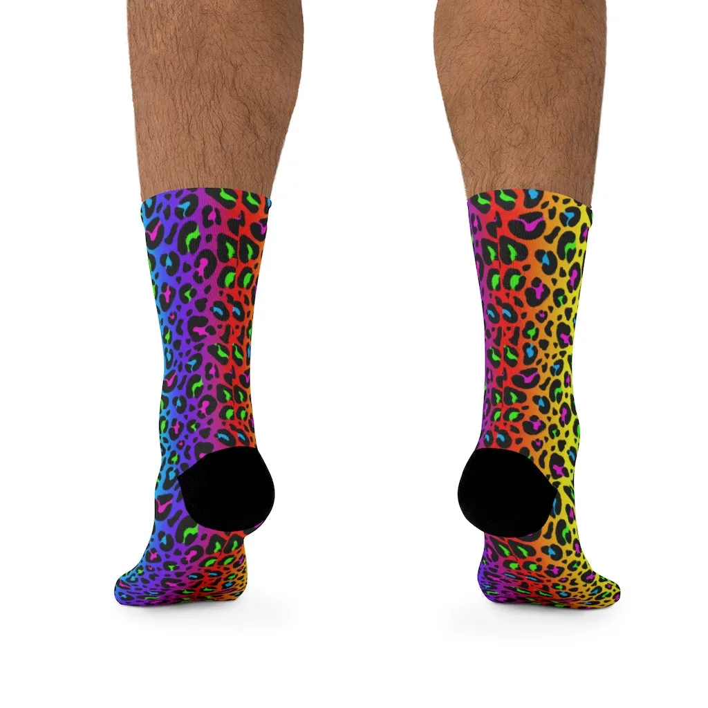 Rainbow 90’s Leopard Print DTG Socks