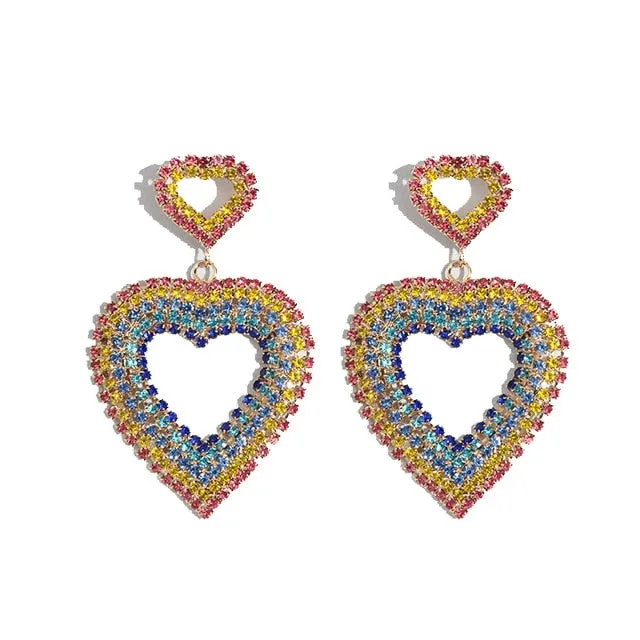 Rainbow Rhinestones Statement Earrings