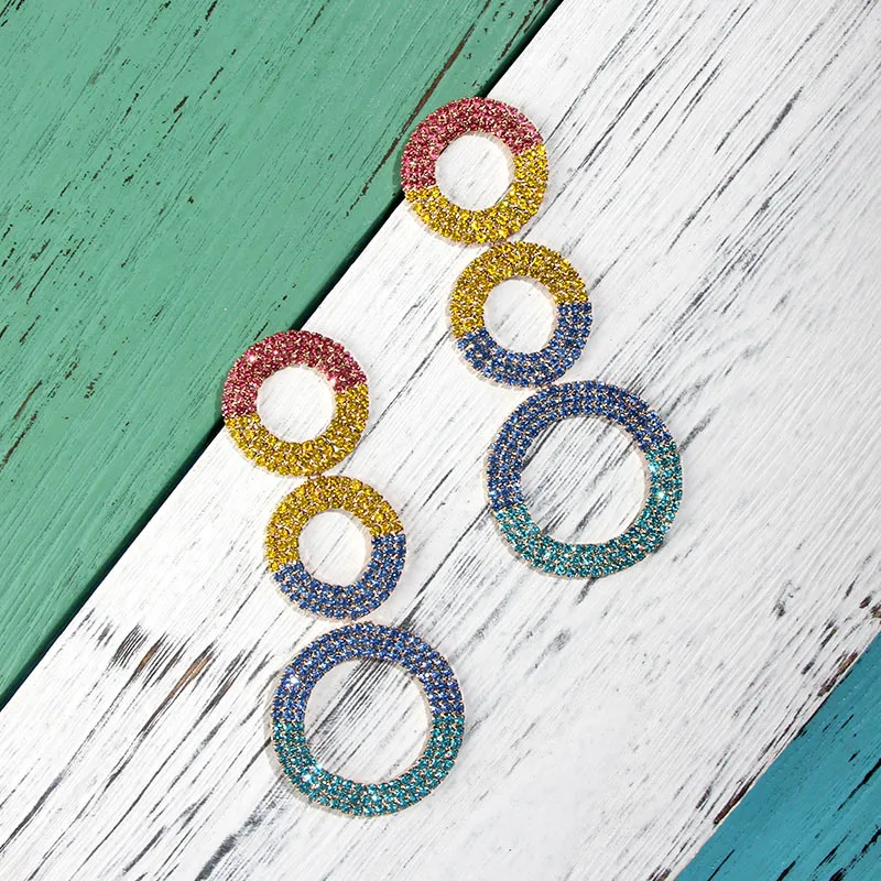 Rainbow Rhinestones Statement Earrings