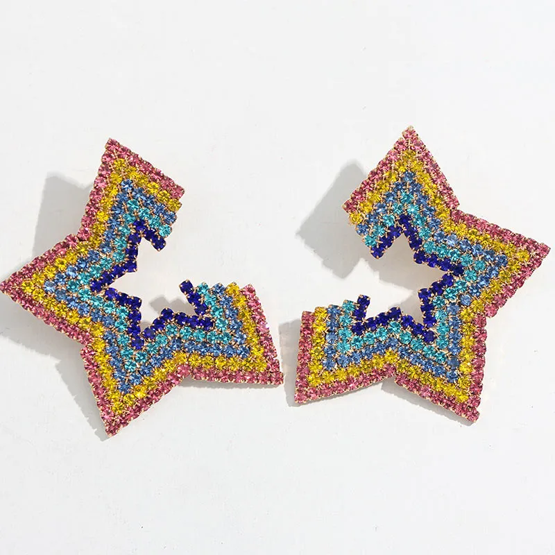 Rainbow Rhinestones Statement Earrings