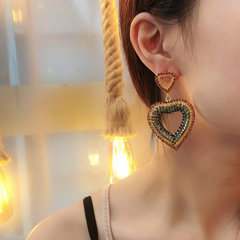 Rainbow Rhinestones Statement Earrings