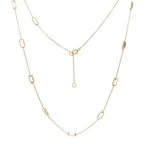 Rectangle Aquamarine Stationed Necklace In 14K