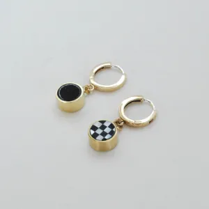 Reversible Inlay Charm Huggie Hoops