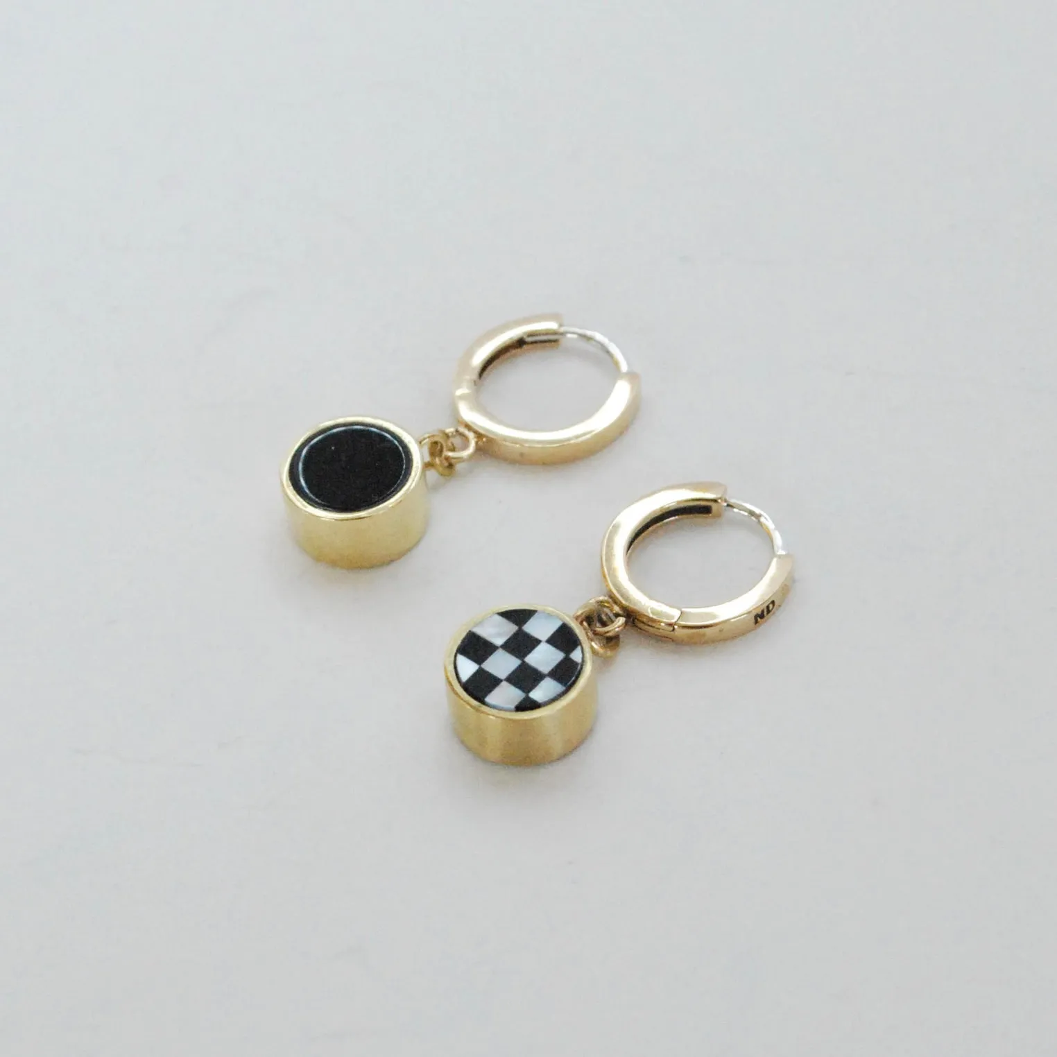 Reversible Inlay Charm Huggie Hoops