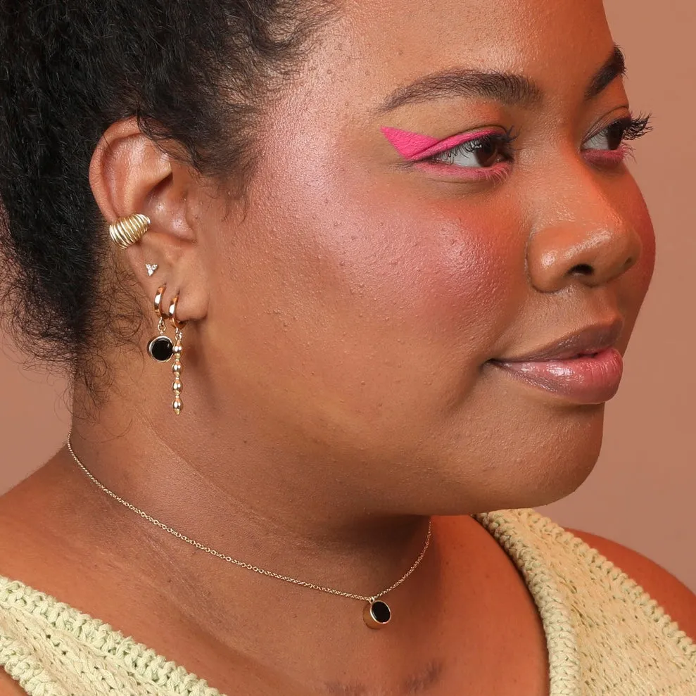 Reversible Inlay Charm Huggie Hoops