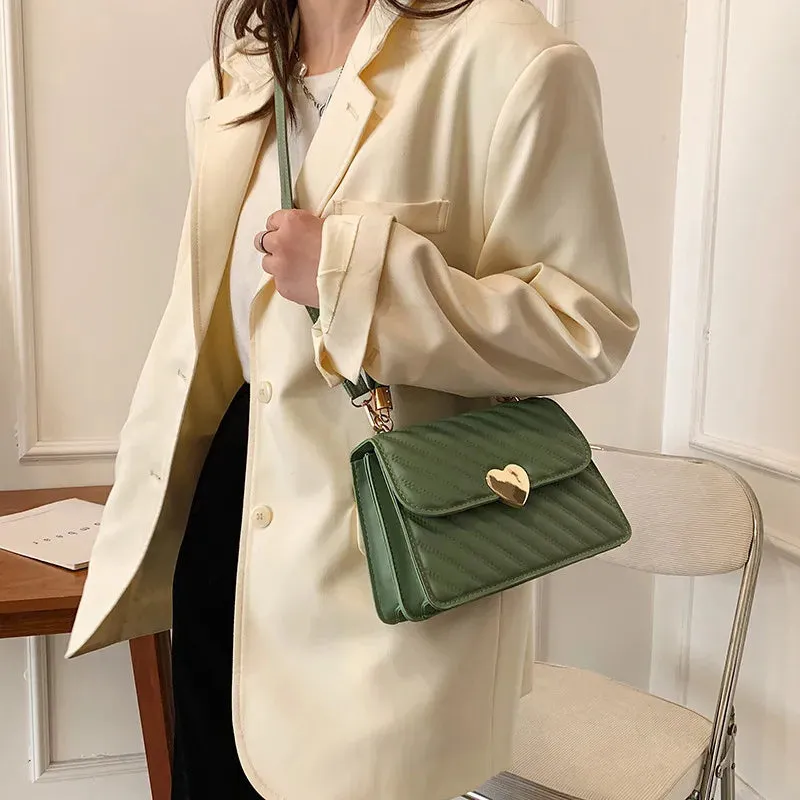 Rhombus Pleated Heart-Shaped Tote Crossbody