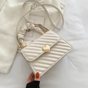 Rhombus Pleated Heart-Shaped Tote Crossbody