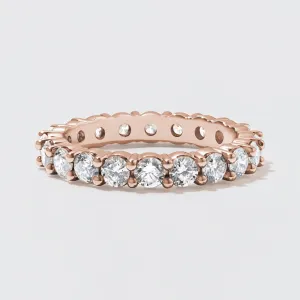 Rose Gold Diamond Eternity Wedding Band - Polished 3mm
