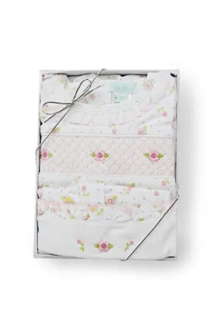 Roses Print Smocked Gift Set (2 pieces)