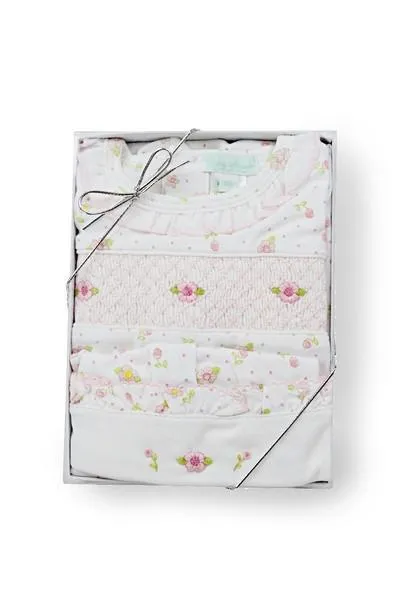 Roses Print Smocked Gift Set (2 pieces)