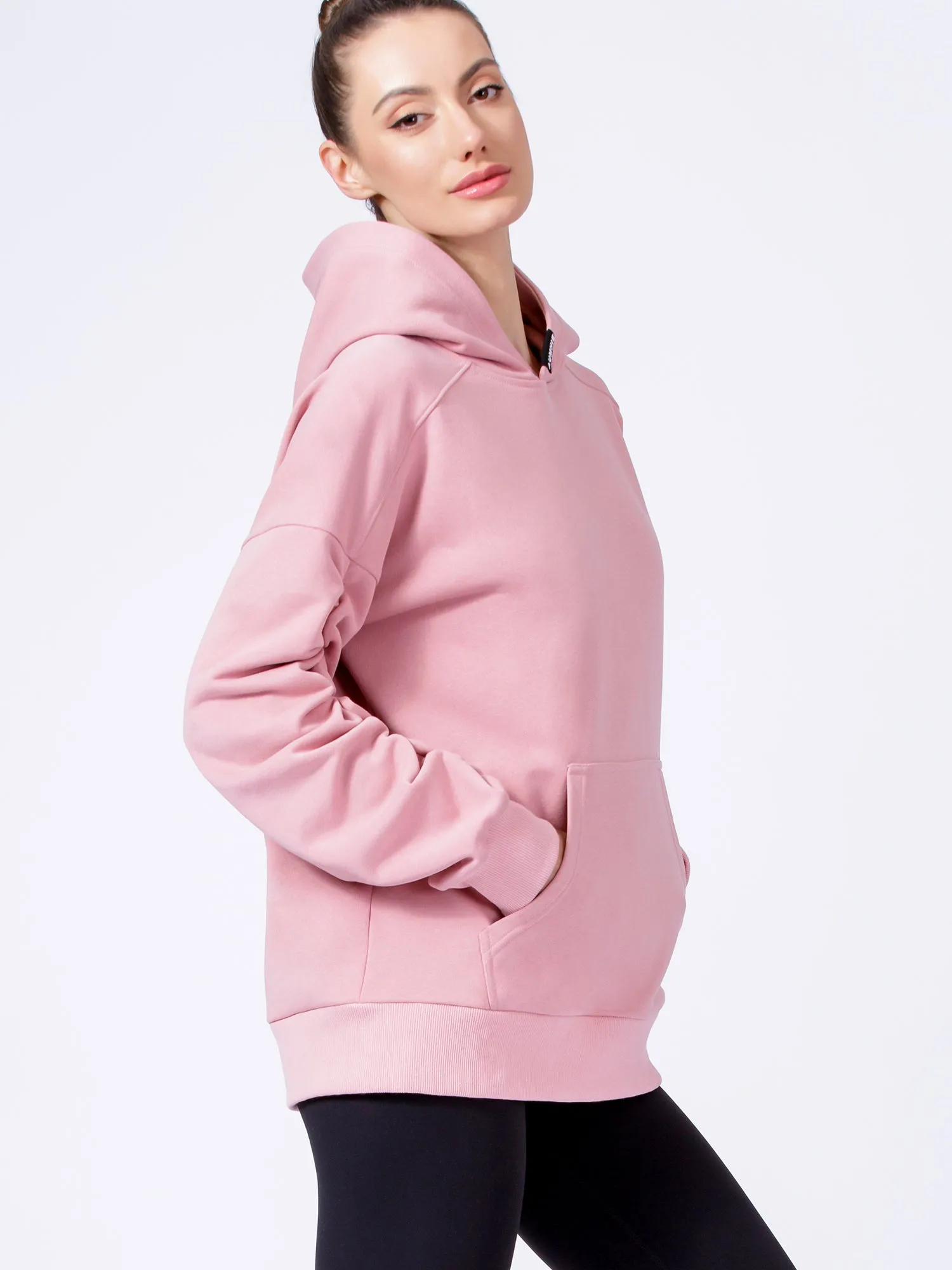 RUCHED RUNWAY HOODIE, PINK