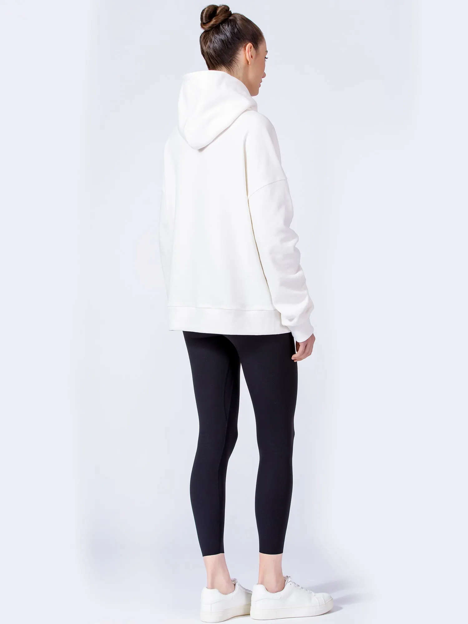 RUCHED RUNWAY HOODIE, WHITE