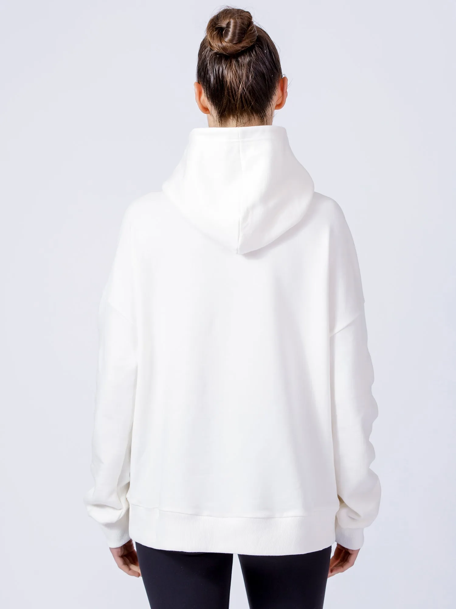 RUCHED RUNWAY HOODIE, WHITE