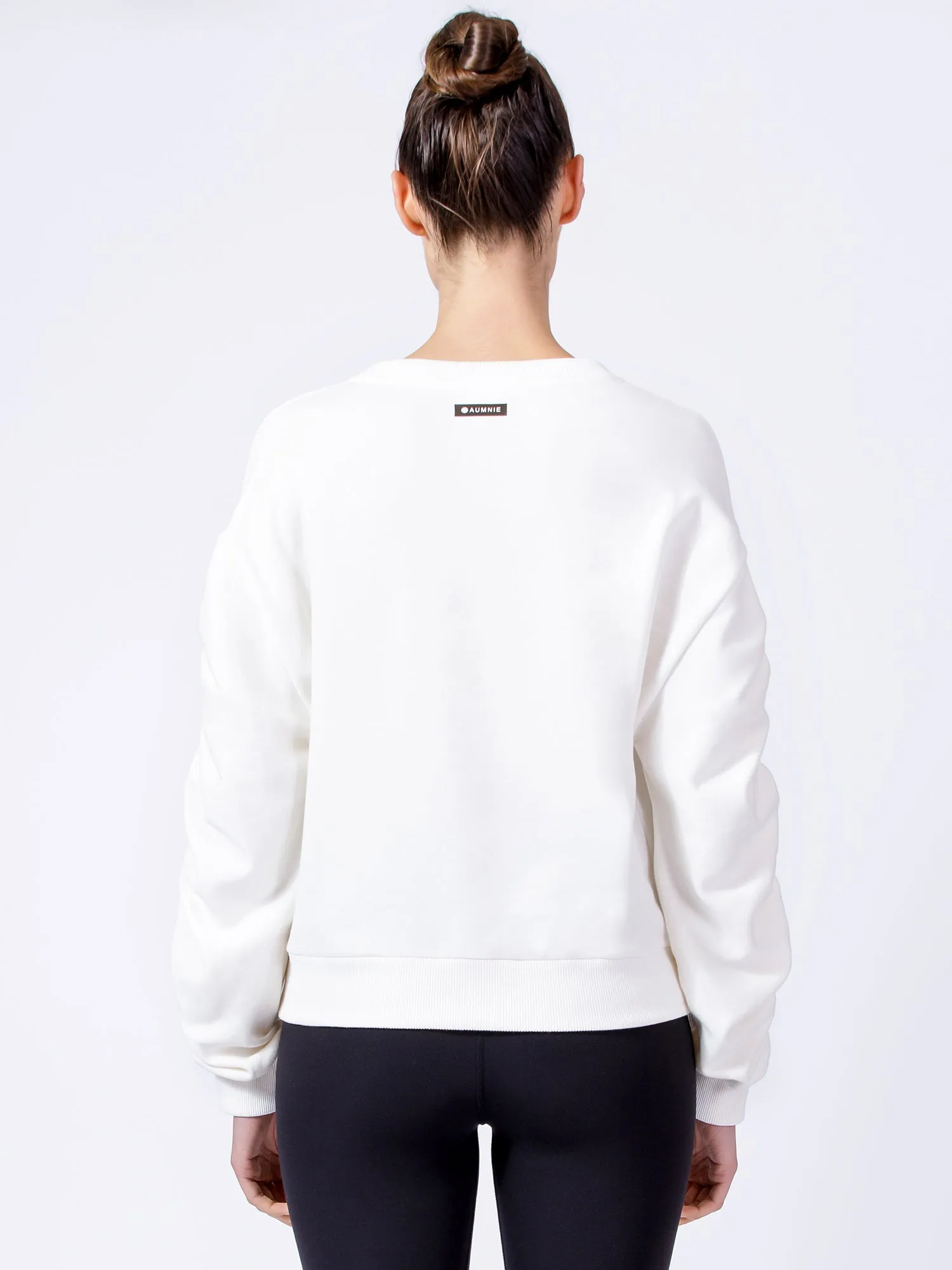 RUCHED RUNWAY SWEATSHIRT, WHITE