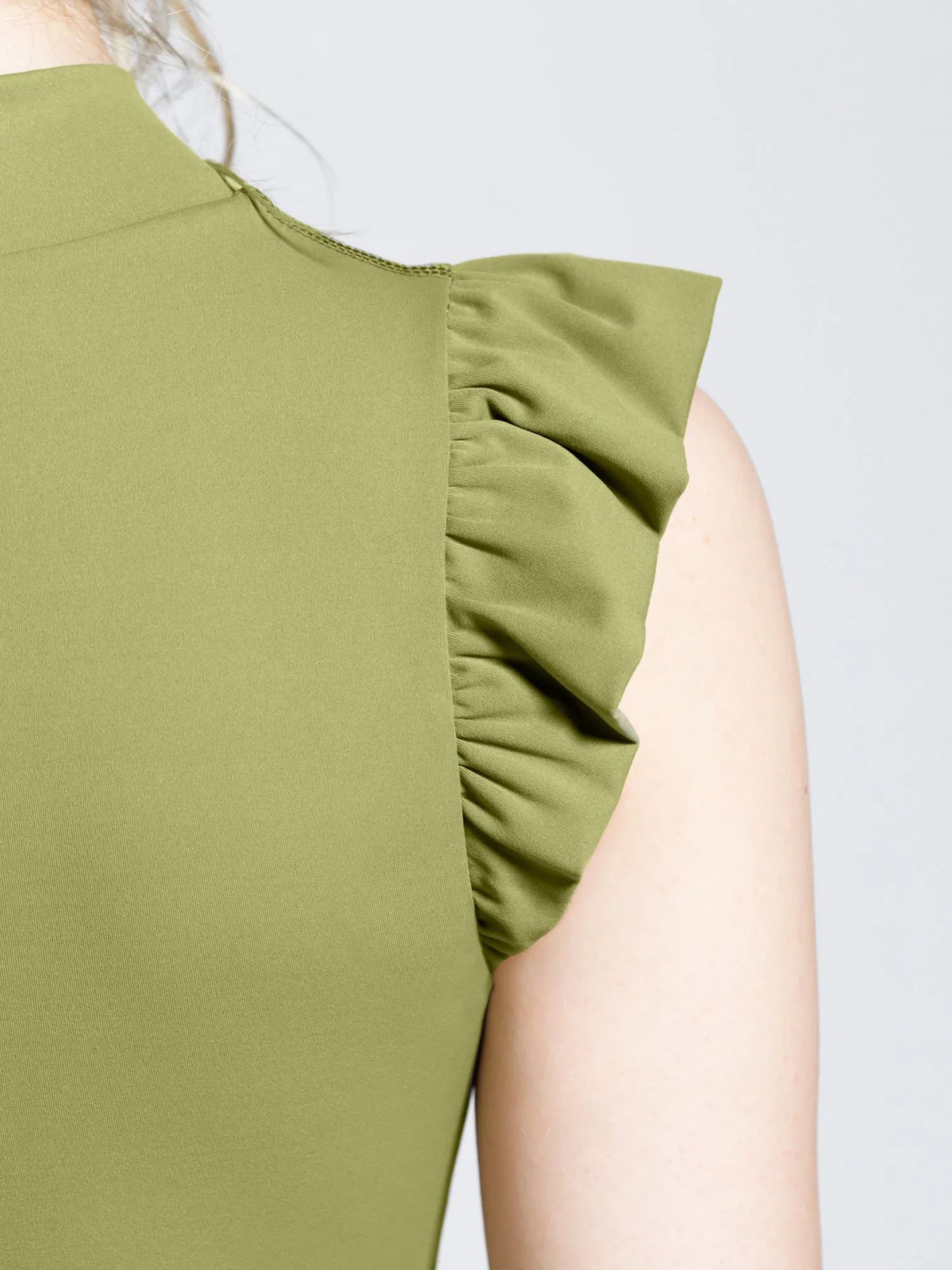 RUFFLED PURE TANK, MUSTARD