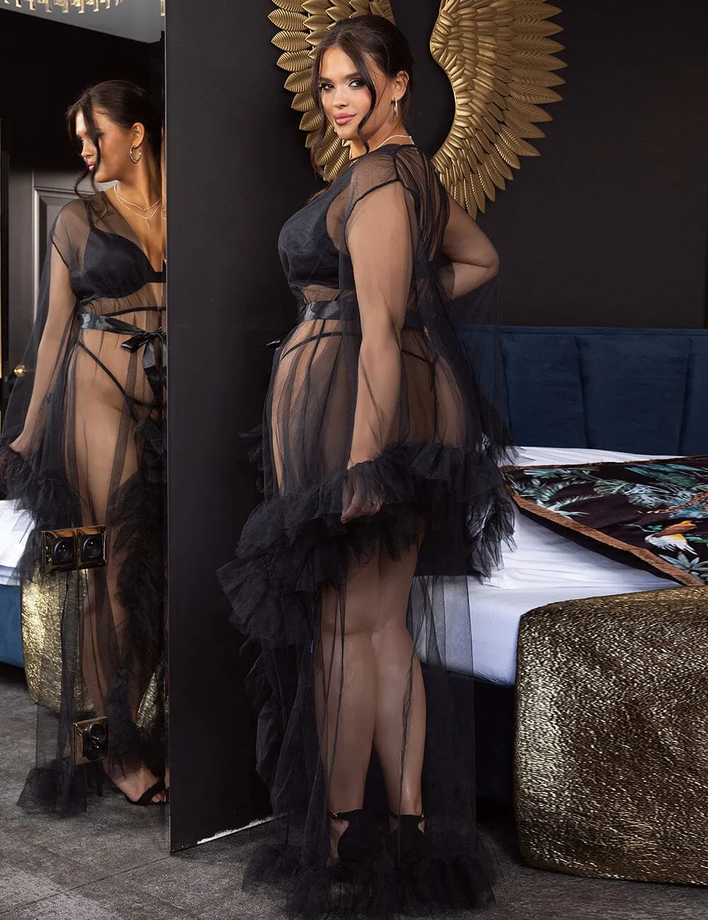 Scandals Ruffled Sheer Robe -  Dramatic Silhouette