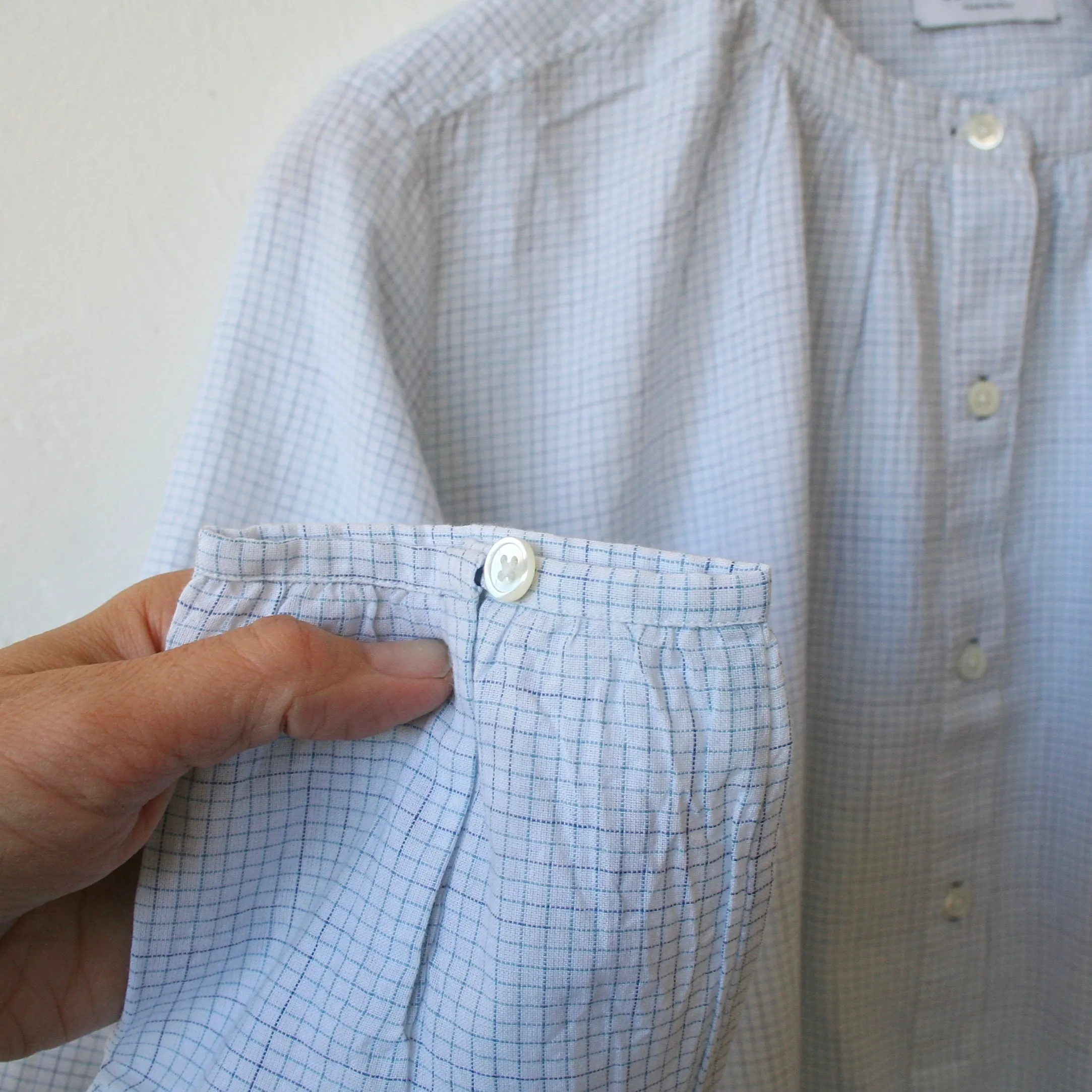 Scarlette Gathered Night Dress - Blue Checks