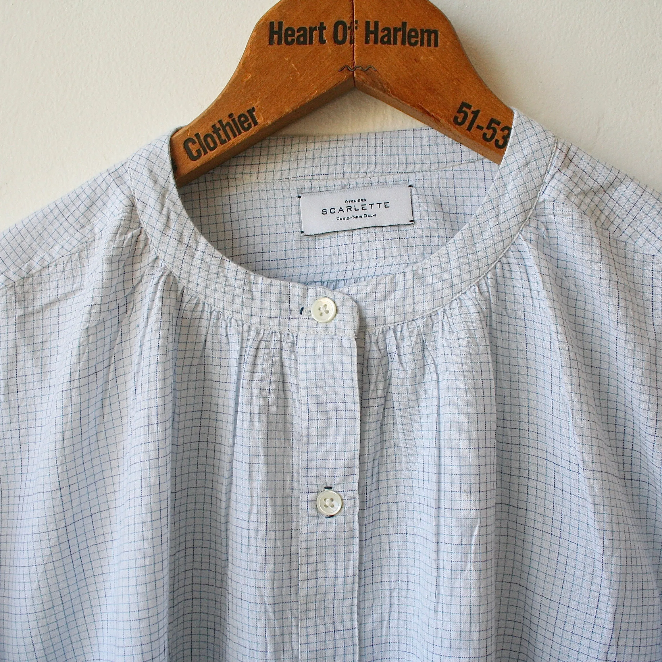 Scarlette Gathered Night Dress - Blue Checks