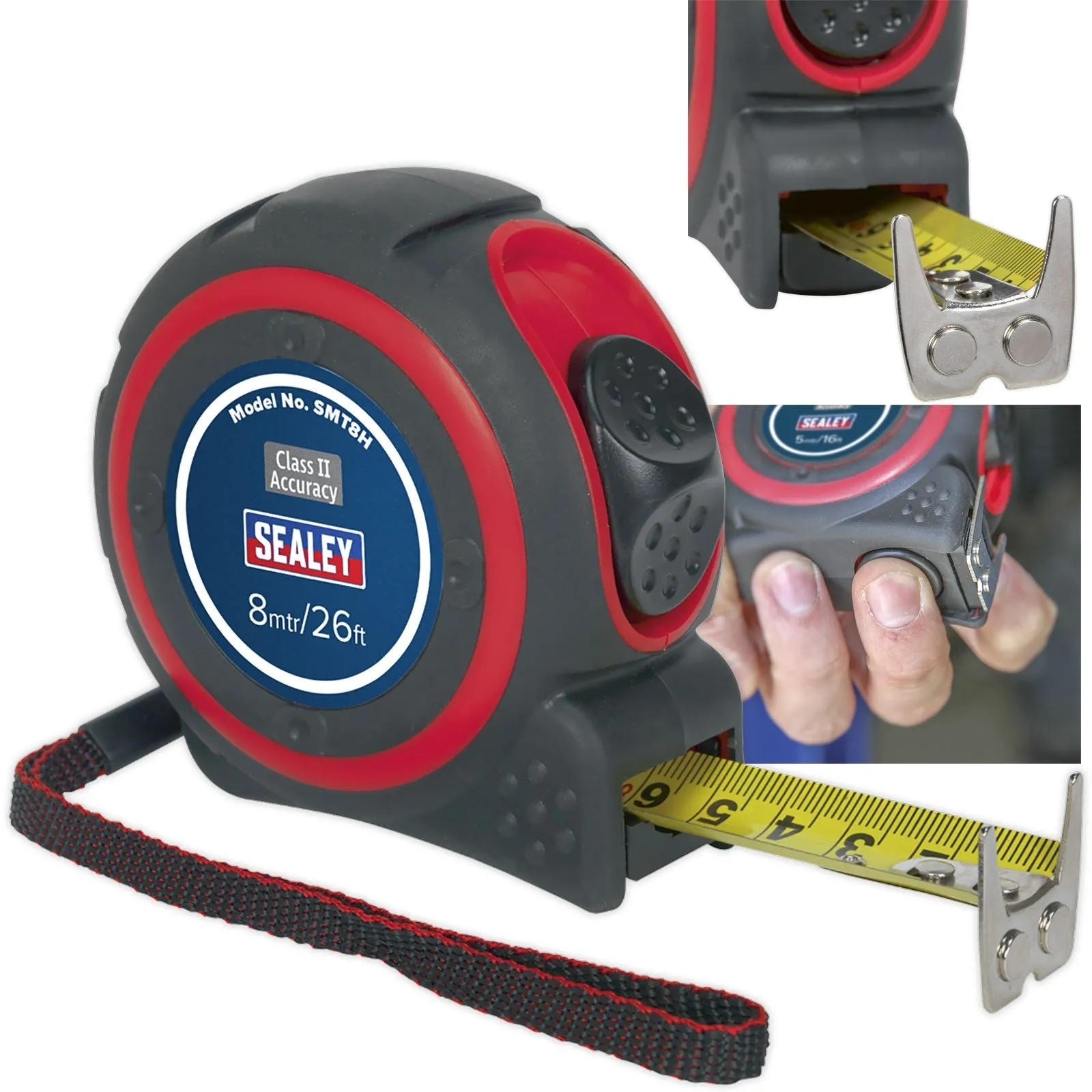 Sealey 5m or 8m Heavy Duty Tape Measure Rubber Body