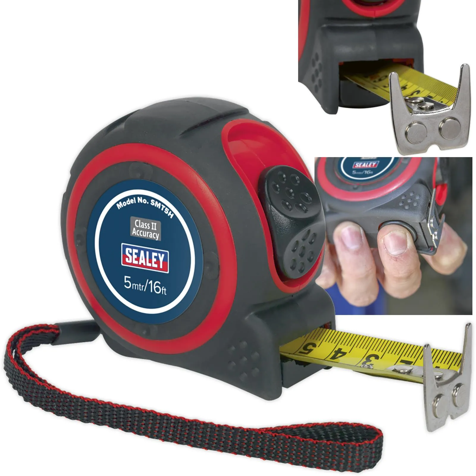 Sealey 5m or 8m Heavy Duty Tape Measure Rubber Body
