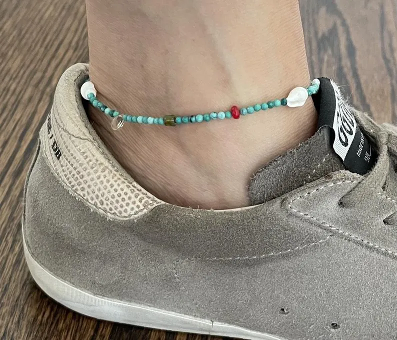 Seashell and Turquoise Bracelet/Anklet