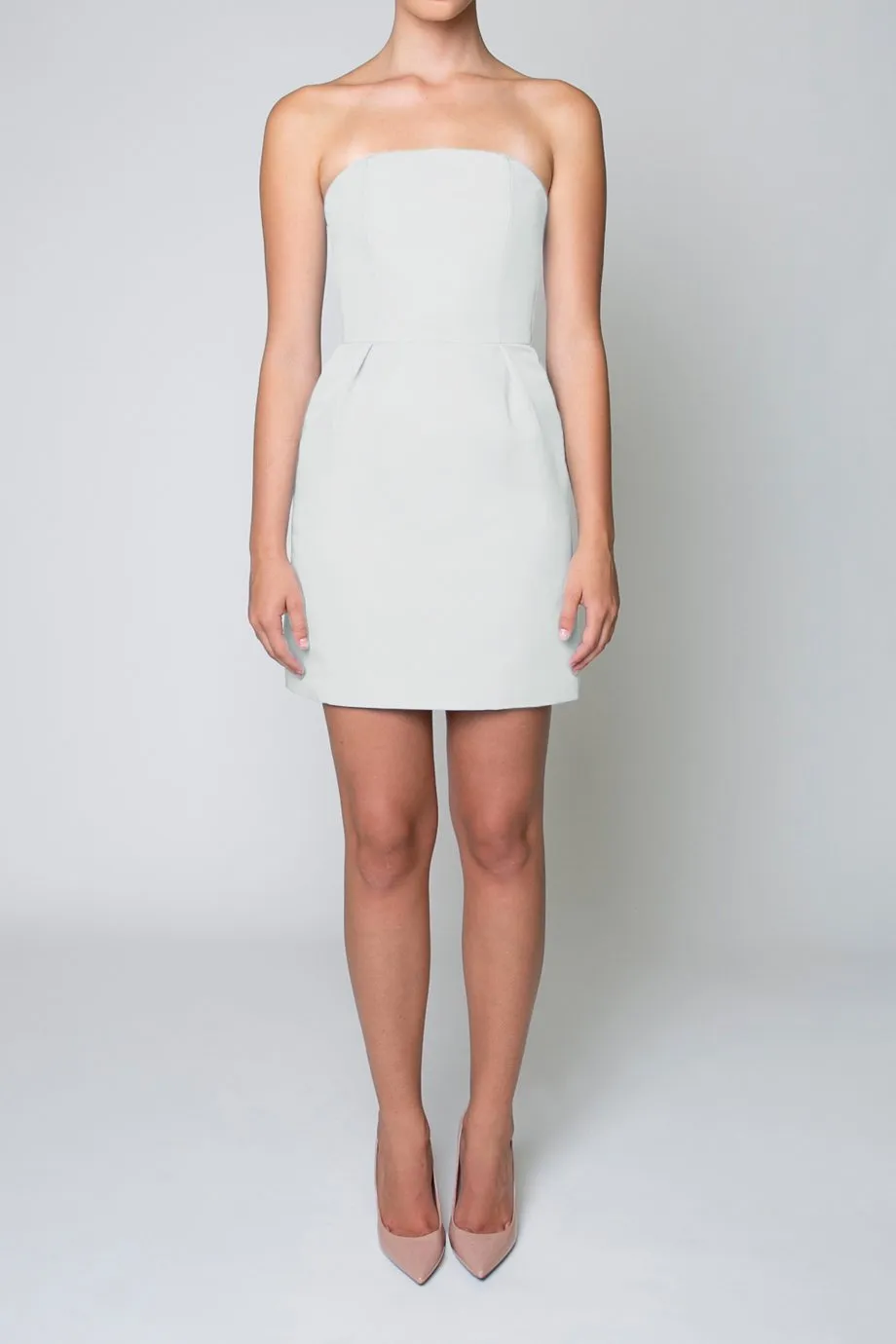 Silk Faille Strapless Mini Dress with Bow Convertible Skirt