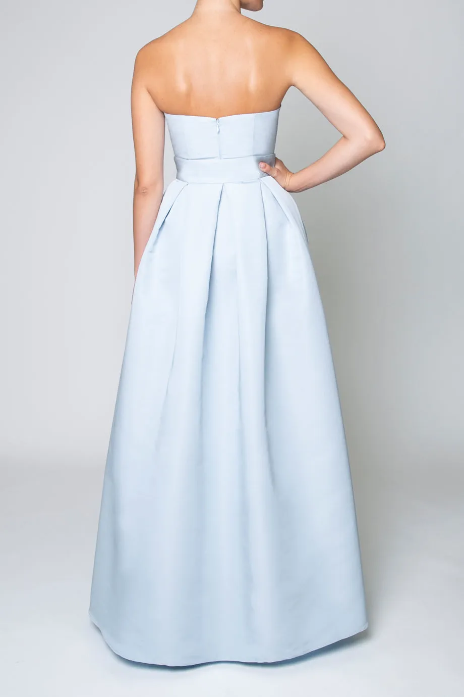 Silk Faille Strapless Mini Dress with Bow Convertible Skirt