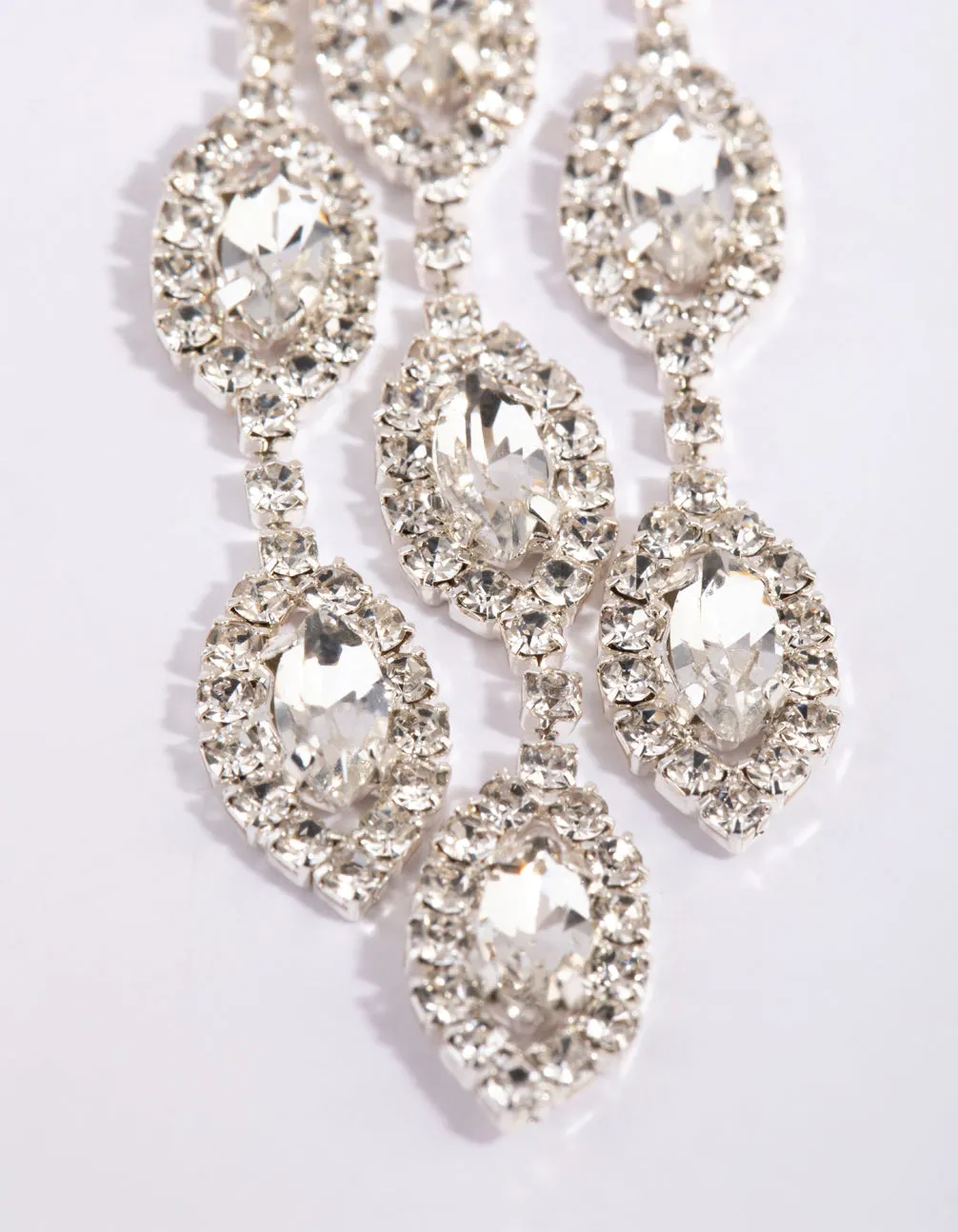 Silver Diamante Statement Teardrop Earrings