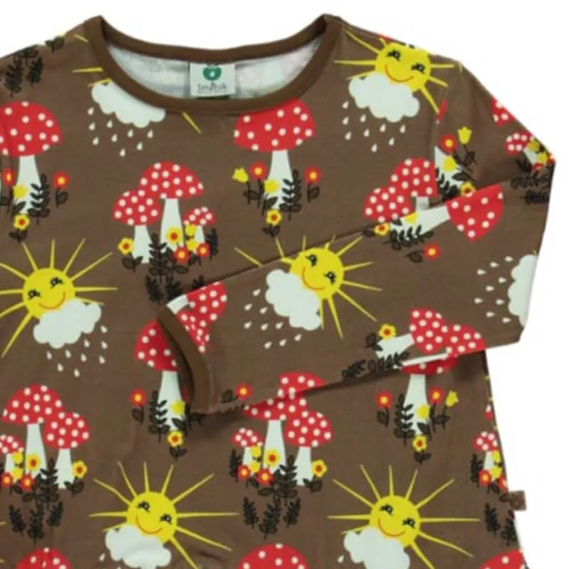 Smafolk Sun & Mushroom Dress - Toasted Cocoa - Long Sleeve (Last one! 1-2y)