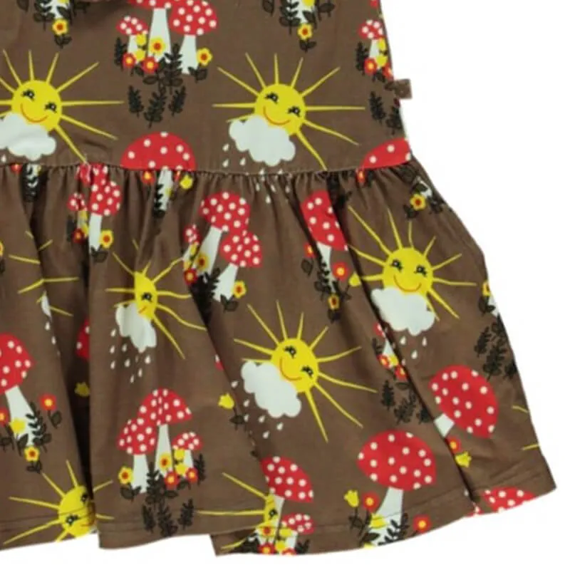 Smafolk Sun & Mushroom Dress - Toasted Cocoa - Long Sleeve (Last one! 1-2y)