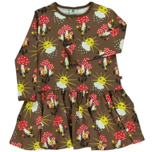 Smafolk Sun & Mushroom Dress - Toasted Cocoa - Long Sleeve (Last one! 1-2y)