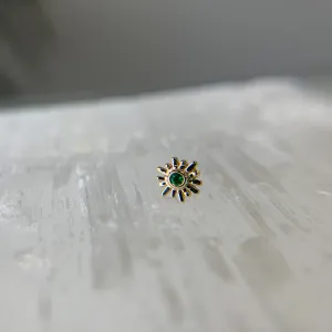 Small Sun Ray with Emerald Threadless End
