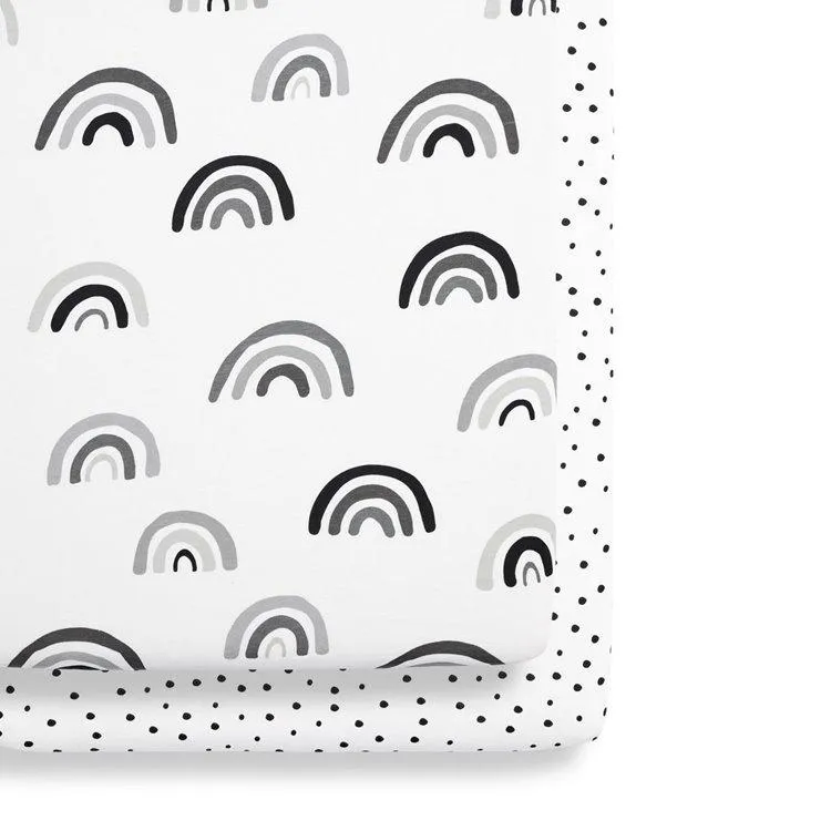 Snuz Crib 2 Pack Fitted Sheets - Mono Rainbow