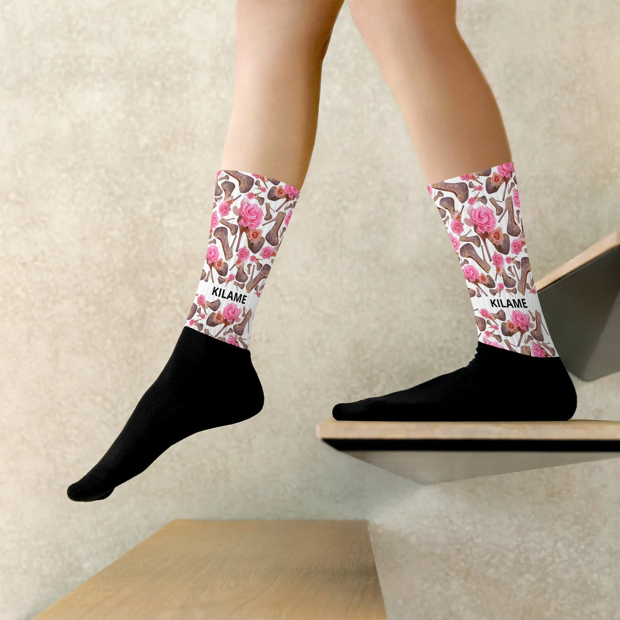 Socks 'Rose pink flower'