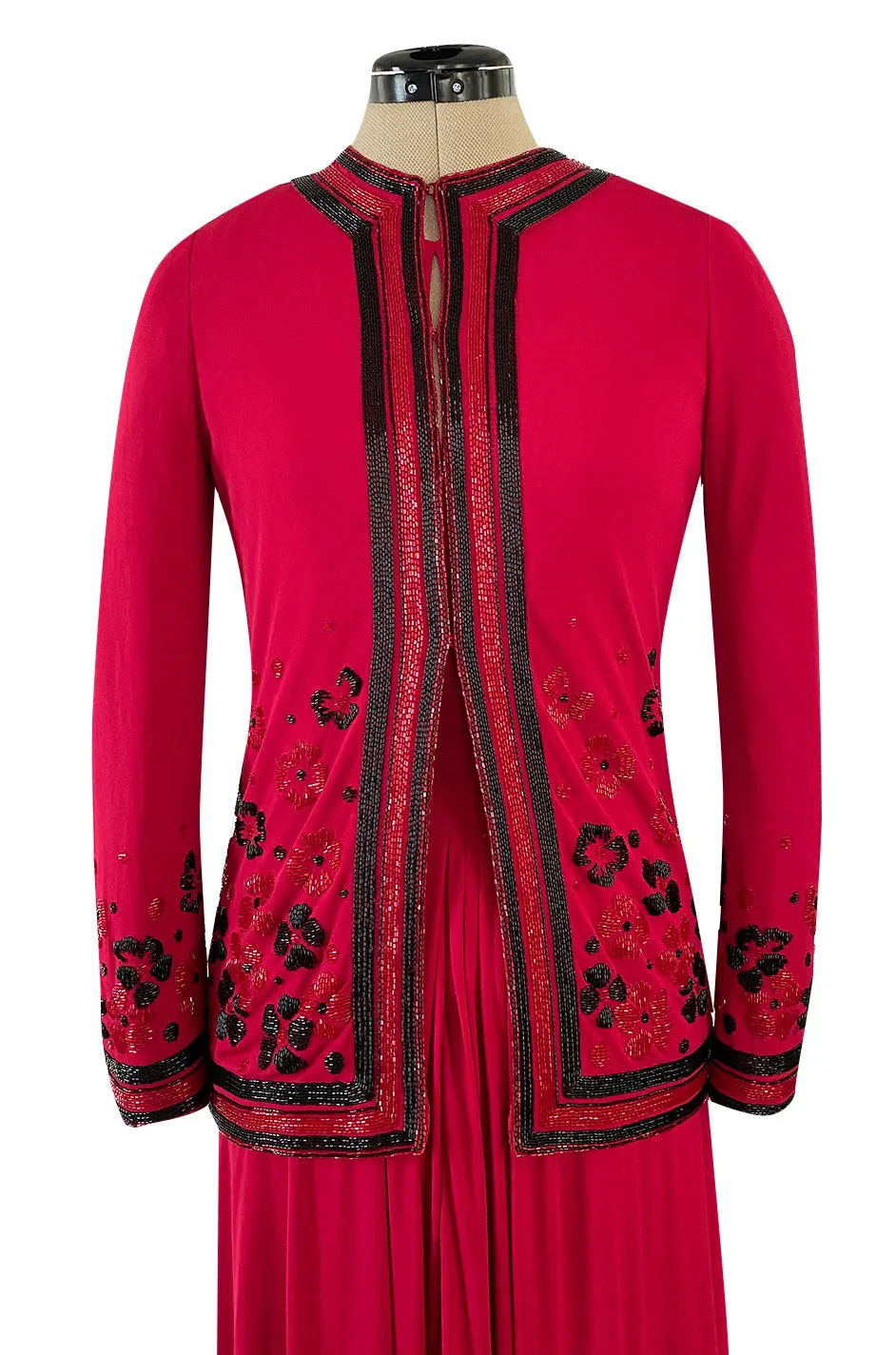 Spring 1976 Chanel Haute Couture Silk Jersey Dress & Lesage Beaded Jacket