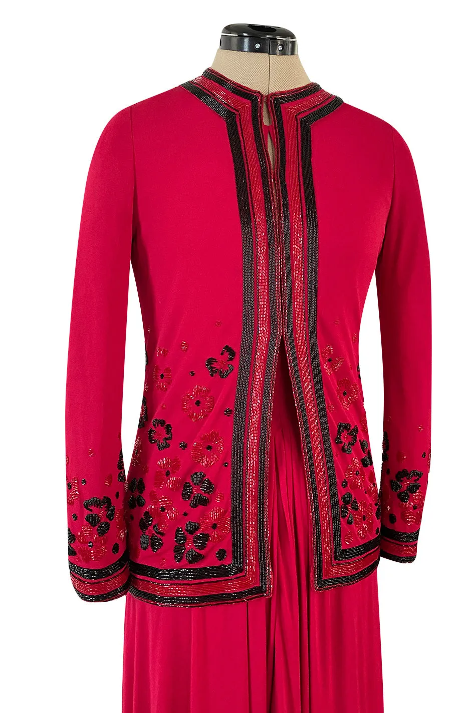 Spring 1976 Chanel Haute Couture Silk Jersey Dress & Lesage Beaded Jacket