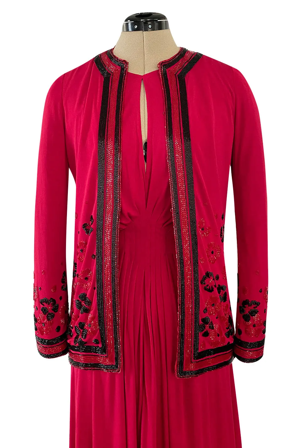 Spring 1976 Chanel Haute Couture Silk Jersey Dress & Lesage Beaded Jacket