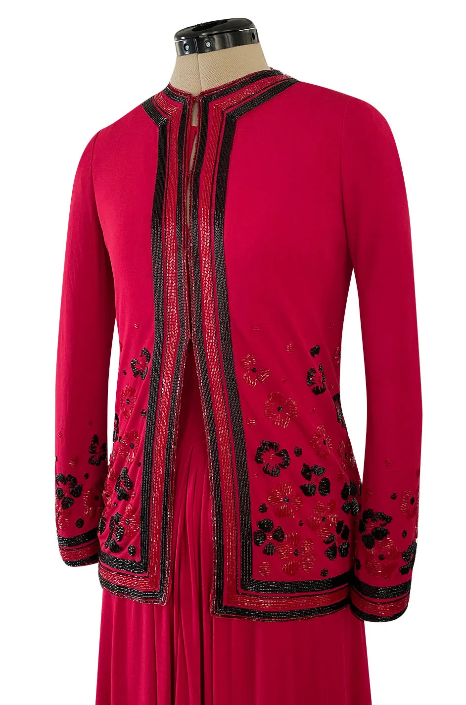 Spring 1976 Chanel Haute Couture Silk Jersey Dress & Lesage Beaded Jacket
