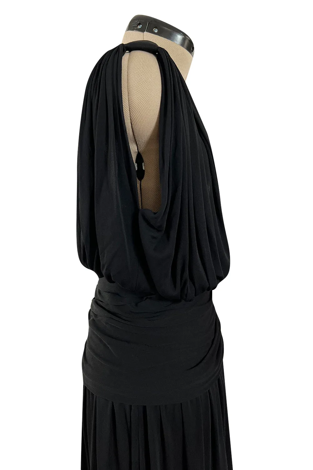Spring 1983 Yves Saint Laurent Haute Couture Attr. Plunging Silk Jersey Top & Skirt Set