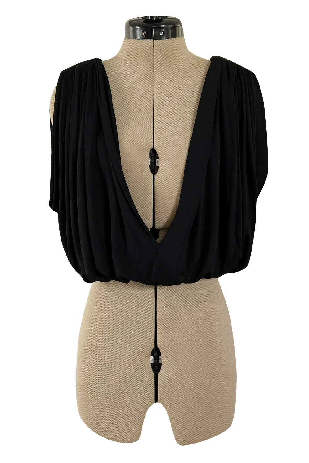Spring 1983 Yves Saint Laurent Haute Couture Attr. Plunging Silk Jersey Top & Skirt Set