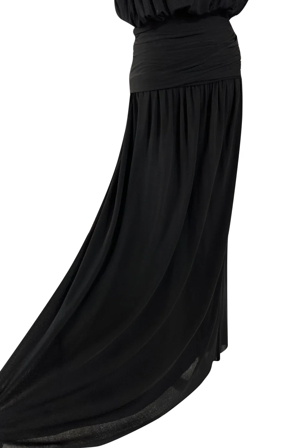 Spring 1983 Yves Saint Laurent Haute Couture Attr. Plunging Silk Jersey Top & Skirt Set