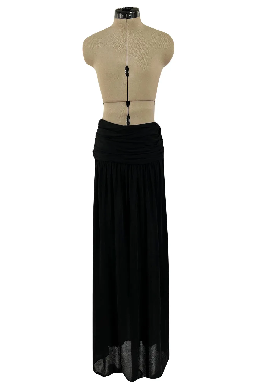 Spring 1983 Yves Saint Laurent Haute Couture Attr. Plunging Silk Jersey Top & Skirt Set