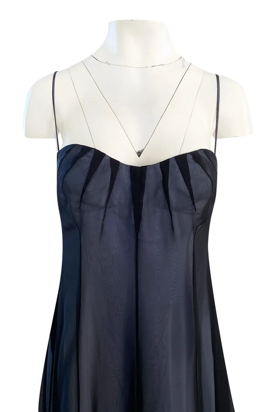 Spring 1999 Thierry Mugler Runway Documented Strapless Black & Ice Blue Chiffon Dress