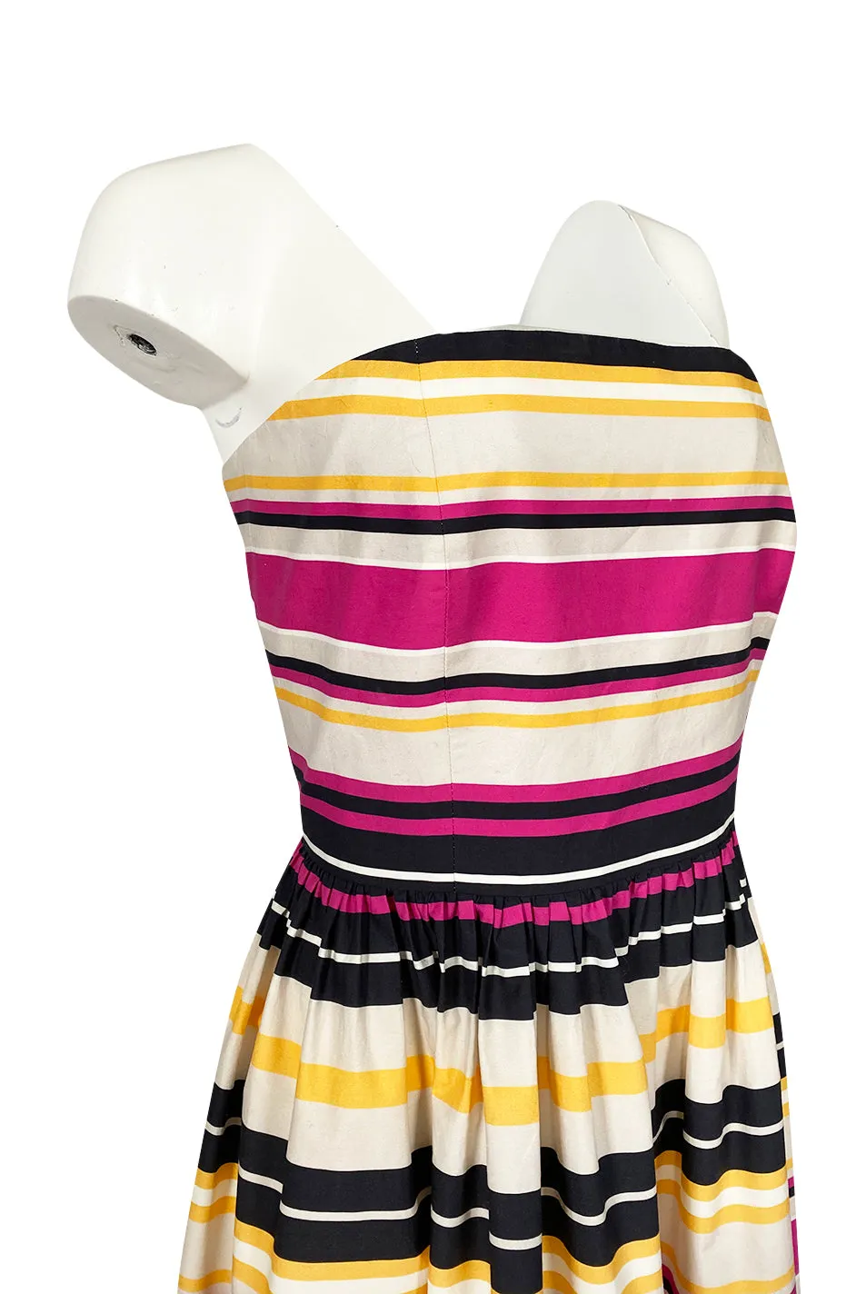 Spring 2016 Salvatore Ferragamo Ad Campaign Striped Strapless Dress