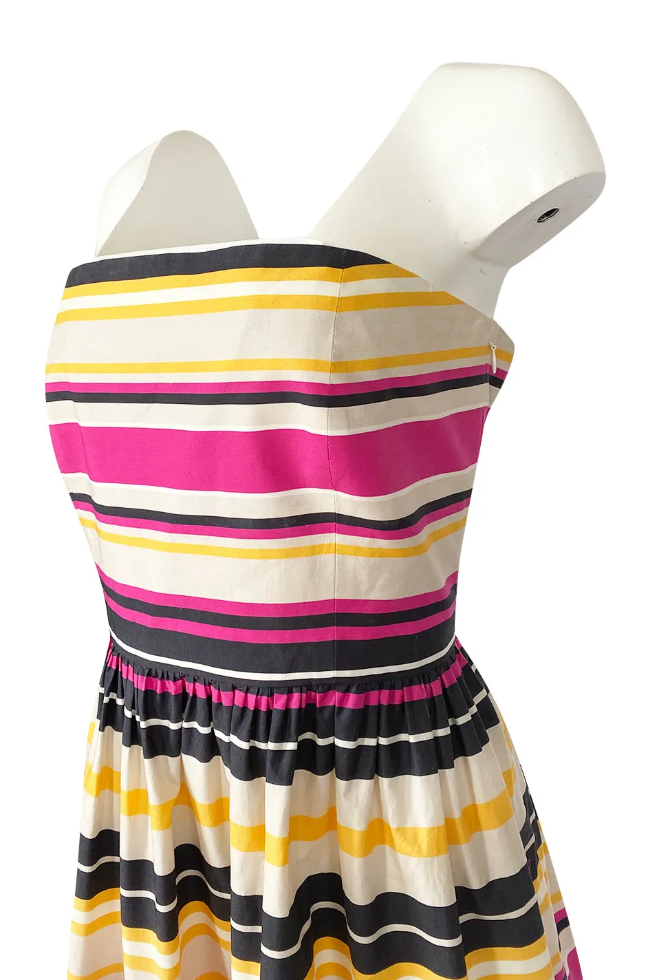 Spring 2016 Salvatore Ferragamo Ad Campaign Striped Strapless Dress