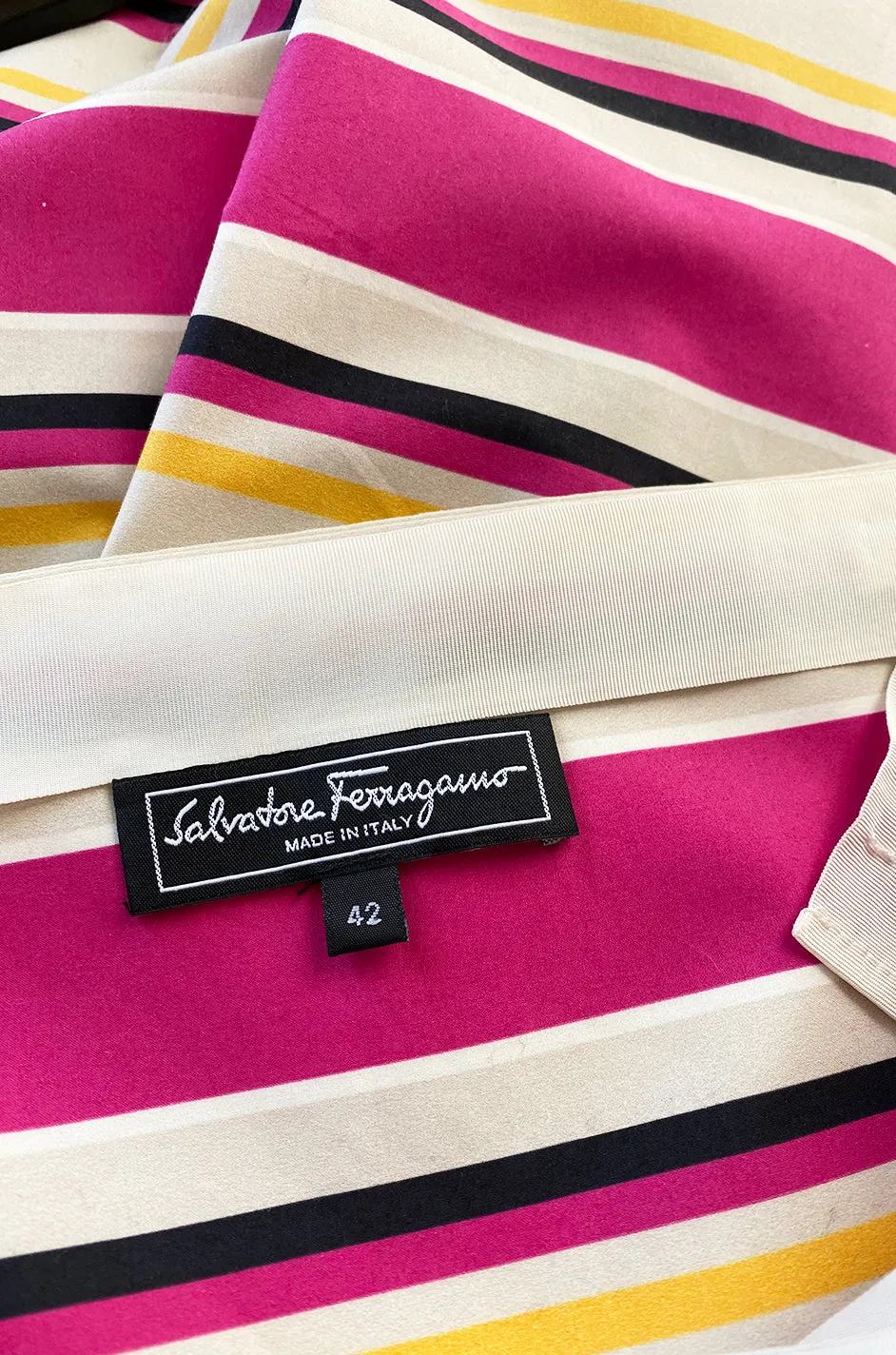 Spring 2016 Salvatore Ferragamo Ad Campaign Striped Strapless Dress