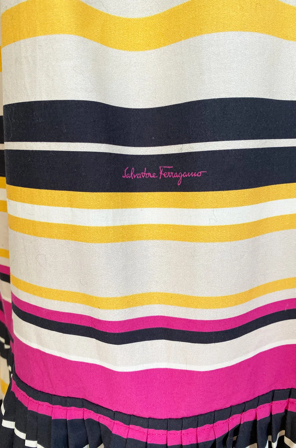 Spring 2016 Salvatore Ferragamo Ad Campaign Striped Strapless Dress
