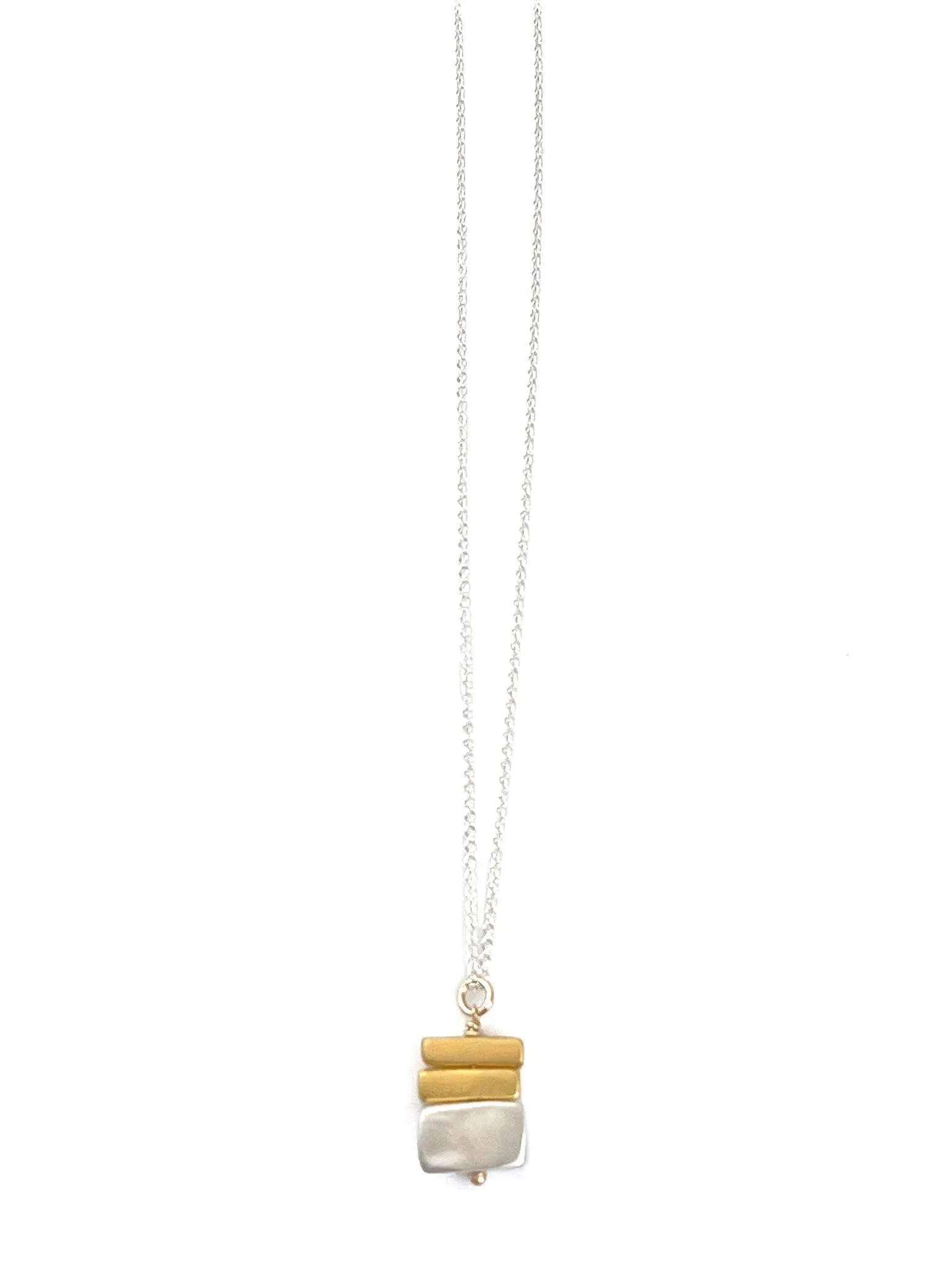 stacked bars necklace: Mixed metal