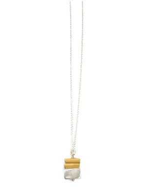 stacked bars necklace: Mixed metal